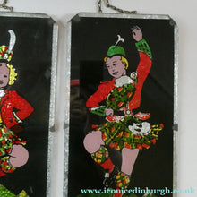 Load image into Gallery viewer, 1940s Pair of Vintage FOIL ART Pictures Featuring a Dancing Couple: A Scotsman and Girl
