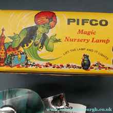 Load image into Gallery viewer, Vintage 1940s Plastic PIFCO Magic Nursery Lamp / Aladdin Lamp.  Boxed with Instructions
