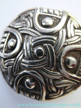Load image into Gallery viewer, Silver Celtic Knotwork Shield Brooch by Shipton &amp; Co. Hallmarked Chester 1948
