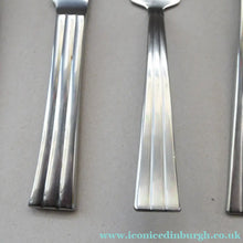 Load image into Gallery viewer, Vintage SWEDISH GENSE 1940s Stainless Steel THEBE Pattern Cutlery. Rare Four Piece Serving Set designed by Folke Arstrom
