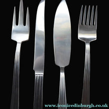 Load image into Gallery viewer, Vintage SWEDISH GENSE 1940s Stainless Steel THEBE Pattern Cutlery. Rare Four Piece Serving Set designed by Folke Arstrom
