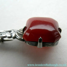Load image into Gallery viewer, Unusual Long Shape. Vintage STERLING SILVER Bar Brooch with Two Red Agates
