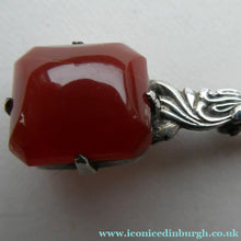 Load image into Gallery viewer, Unusual Long Shape. Vintage STERLING SILVER Bar Brooch with Two Red Agates
