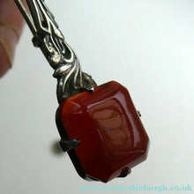 Load image into Gallery viewer, Unusual Long Shape. Vintage STERLING SILVER Bar Brooch with Two Red Agates
