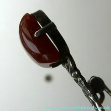 Load image into Gallery viewer, Unusual Long Shape. Vintage STERLING SILVER Bar Brooch with Two Red Agates
