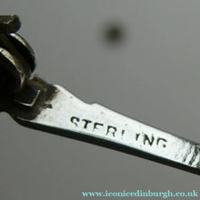 Load image into Gallery viewer, Unusual Long Shape. Vintage STERLING SILVER Bar Brooch with Two Red Agates
