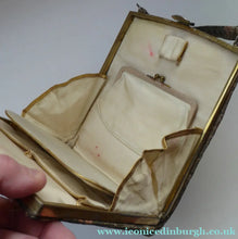Load image into Gallery viewer, Vintage Fold Out Concertina Hand Bag - with Silver Exterior Decorated with Little Chinese Figures; 1940s
