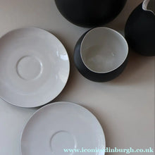 Load image into Gallery viewer, 1949 Porcelian "Tea for Two" Tea Set. "Charcoal" Design by Raymond Loewy for Rosenthal
