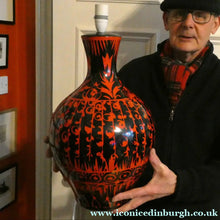 Load image into Gallery viewer, LARGE Vintage Italian Ceramic Table Lamp. Designed by Alvino BAGNI. Glossy Red and Black Finish
