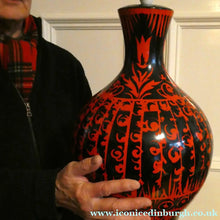 Load image into Gallery viewer, LARGE Vintage Italian Ceramic Table Lamp. Designed by Alvino BAGNI. Glossy Red and Black Finish

