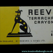 Load image into Gallery viewer, PAIR of Art Deco Style 1950s REEVES GREYOUND Pastel Tins &amp; Some Contents
