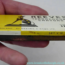 Load image into Gallery viewer, PAIR of Art Deco Style 1950s REEVES GREYOUND Pastel Tins &amp; Some Contents
