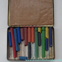 Load image into Gallery viewer, PAIR of Art Deco Style 1950s REEVES GREYOUND Pastel Tins &amp; Some Contents
