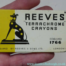 Load image into Gallery viewer, PAIR of Art Deco Style 1950s REEVES GREYOUND Pastel Tins &amp; Some Contents
