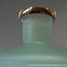 Load image into Gallery viewer, Stylish 1950s LAEKEN CRISTAL Green Frosted Glass &amp; Gold Decanter with Six Small Tumblers: Made in Belgium
