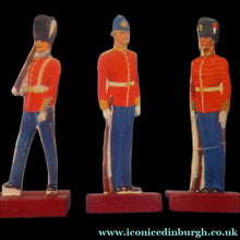 Load image into Gallery viewer, 1950s Box of Printed Card Toy Soldiers with Wooden Stands. MASCOT
