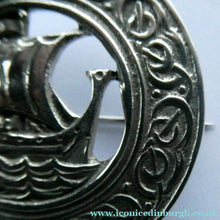 Load image into Gallery viewer, Vintage 1950s Celtic Design Hallmarked Silver Brooch by Robert Allison with Viking Ship Design

