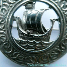 Load image into Gallery viewer, Vintage 1950s Celtic Design Hallmarked Silver Brooch by Robert Allison with Viking Ship Design
