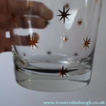 Load image into Gallery viewer, 1950s Chunky Hand-Blown Decanter Embellished with Cute Little Gold Stars
