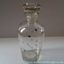 Load image into Gallery viewer, 1950s Chunky Hand-Blown Decanter Embellished with Cute Little Gold Stars
