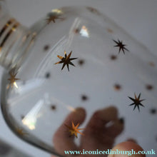 Load image into Gallery viewer, 1950s Chunky Hand-Blown Decanter Embellished with Cute Little Gold Stars
