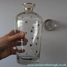 Load image into Gallery viewer, 1950s Chunky Hand-Blown Decanter Embellished with Cute Little Gold Stars

