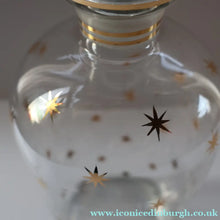 Load image into Gallery viewer, 1950s Chunky Hand-Blown Decanter Embellished with Cute Little Gold Stars
