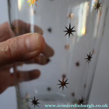Load image into Gallery viewer, 1950s Chunky Hand-Blown Decanter Embellished with Cute Little Gold Stars
