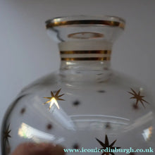 Load image into Gallery viewer, 1950s Chunky Hand-Blown Decanter Embellished with Cute Little Gold Stars
