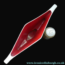 Load image into Gallery viewer, 1950s Crown Devon Amorphic Abstract Red and White Vase Autumn Leaves

