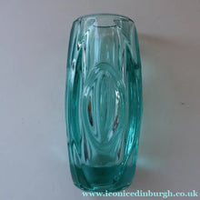 Load image into Gallery viewer, Vintage LENS or BULLET Vase (No. 914). Geometric Czech Art Glass by Rosice Glassworks, Sklo
