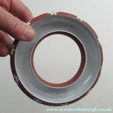 Load image into Gallery viewer, 1950s DANISH ART POTTERY Rosy Ring by Zeuthen Keramik by Edith Nielsen. Terracotta Glaze and Raised Gloss White Flowers
