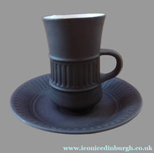 Load image into Gallery viewer, PAIR of Vintage DANISH JH Quistgaard Stoneware Flamestone Small Coffee Cup and Saucer, 1950s 
