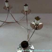 Load image into Gallery viewer, 1950s Vintage Danish Modernist Silver Plate Candelabra. Designed by Einar Dragsted
