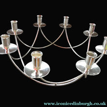 Load image into Gallery viewer, 1950s Vintage Danish Modernist Silver Plate Candelabra. Designed by Einar Dragsted
