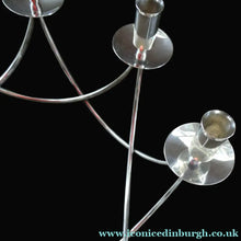 Load image into Gallery viewer, 1950s Vintage Danish Modernist Silver Plate Candelabra. Designed by Einar Dragsted
