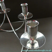 Load image into Gallery viewer, 1950s Vintage Danish Modernist Silver Plate Candelabra. Designed by Einar Dragsted
