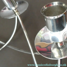 Load image into Gallery viewer, 1950s Vintage Danish Modernist Silver Plate Candelabra. Designed by Einar Dragsted
