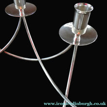 Load image into Gallery viewer, 1950s Vintage Danish Modernist Silver Plate Candelabra. Designed by Einar Dragsted
