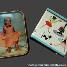 Load image into Gallery viewer, Delightful PAIR of Little Original 1950s Sweetie or Toffee Tins
