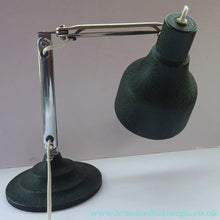 Load image into Gallery viewer, 1950s Desk Lamp with Movable Chrome Arm Fittings and Black Textured Metal Shade. HEAVY Circular Stepped Base
