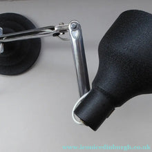 Load image into Gallery viewer, 1950s Desk Lamp with Movable Chrome Arm Fittings and Black Textured Metal Shade. HEAVY Circular Stepped Base
