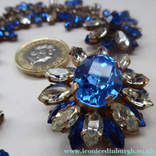 Load image into Gallery viewer, 1950s Vintage Hollywood Style Diamante Faux Sapphire Necklace
