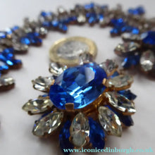 Load image into Gallery viewer, 1950s Vintage Hollywood Style Diamante Faux Sapphire Necklace
