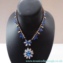 Load image into Gallery viewer, 1950s Vintage Hollywood Style Diamante Faux Sapphire Necklace
