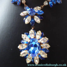 Load image into Gallery viewer, 1950s Vintage Hollywood Style Diamante Faux Sapphire Necklace
