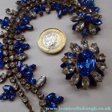 Load image into Gallery viewer, 1950s Vintage Hollywood Style Diamante Faux Sapphire Necklace
