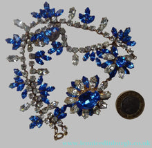 Load image into Gallery viewer, 1950s Vintage Hollywood Style Diamante Faux Sapphire Necklace
