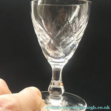 Load image into Gallery viewer, 1950s Edinburgh Crystal Set of Six Tiny Liqueur Glasses. 3 inches high - VINTAGE CRYSTAL GLASSES
