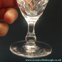Load image into Gallery viewer, 1950s Edinburgh Crystal Set of Six Tiny Liqueur Glasses. 3 inches high
